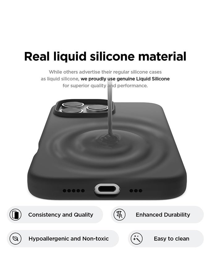 جي أس حافظة سيليكون سائلة متوافقة مع iPhone 16 Pro Max، باللون الأسود - Image 2