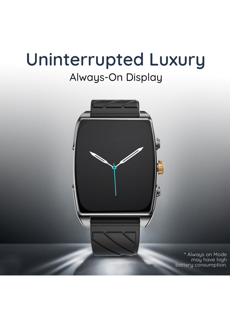 Pebble - Mega 2.06" Amoled Display, Bluetooth Calling, Always on Display, SpO2,Heart Rate Monitoring, Multiple Watch Faces, Functional Rotating Crown, Multiple Watch Faces, AI Voice Assistant, Sleep Monitoring, Alarm & Notification, Timer, Camera Shutter, Remote Music Player, World Clock, Flash light, Find phone, Stopwatch, Weather, Exercise Records, - Image 1