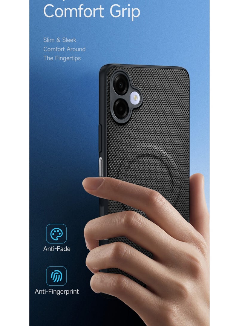 Wtech Samsung Galaxy A07 5G 2025 Premium Texture Case Magnetic Aramid Fabric Texture Designed Magsafe Case Cover (MCMPMN) - Black - Image 2