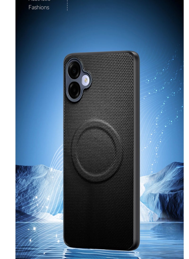 Wtech Samsung Galaxy A07 5G 2025 Premium Texture Case Magnetic Aramid Fabric Texture Designed Magsafe Case Cover (MCMPMN) - Black - Image 4