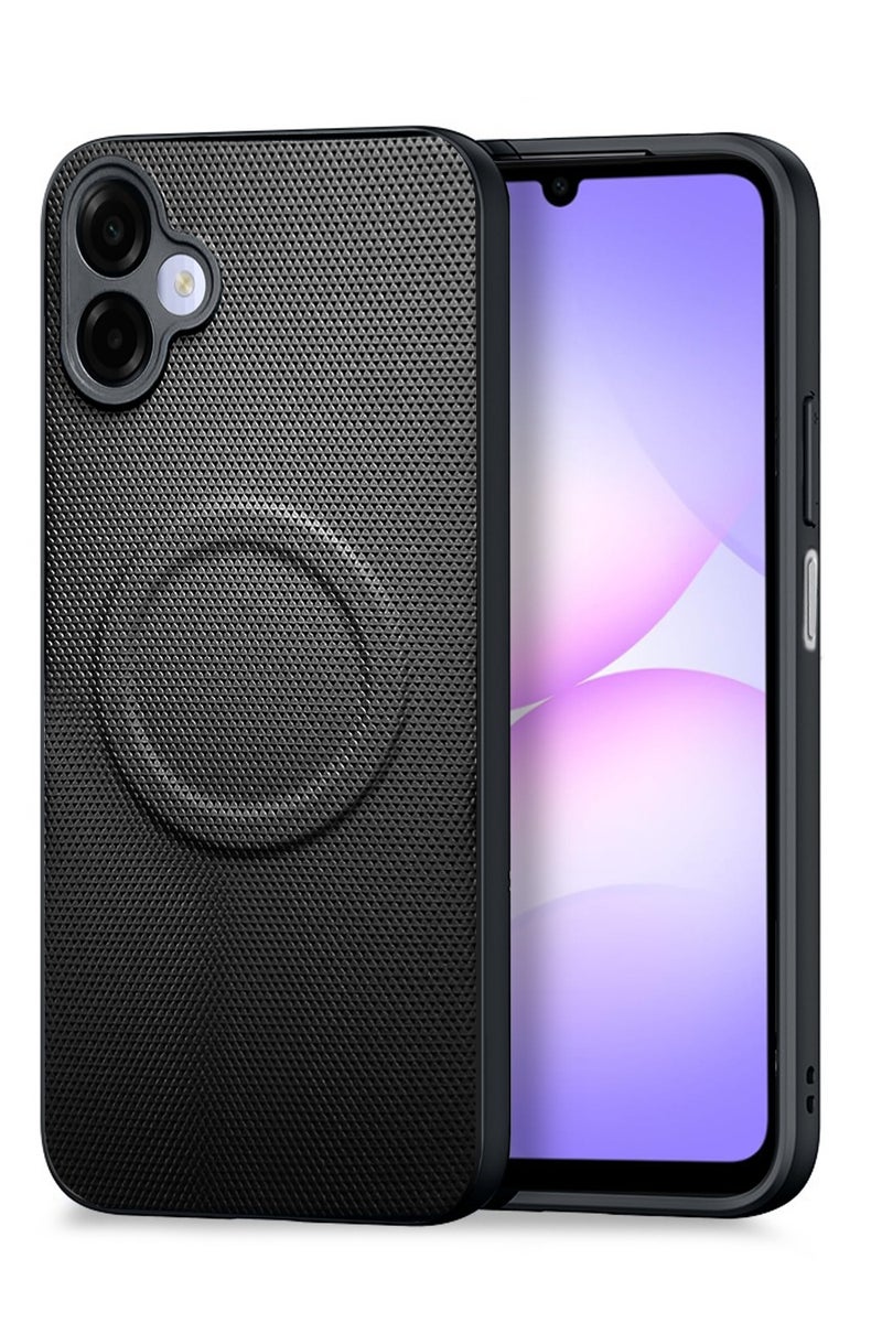 Wtech Samsung Galaxy A07 5G 2025 Premium Texture Case Magnetic Aramid Fabric Texture Designed Magsafe Case Cover (MCMPMN) - Black - Image 1