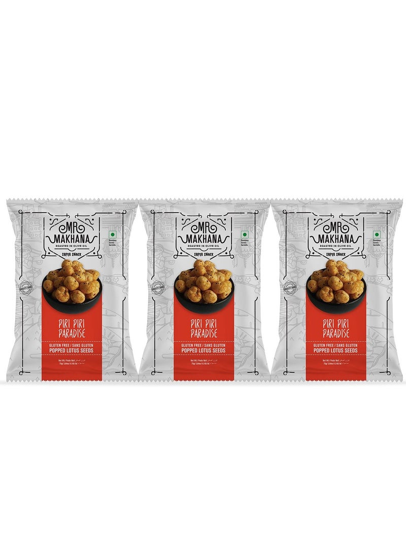 Mr Makhana - Piri Piri Paradise 75 Grams Popped Lotus Seeds Pack of 3 - Image 1