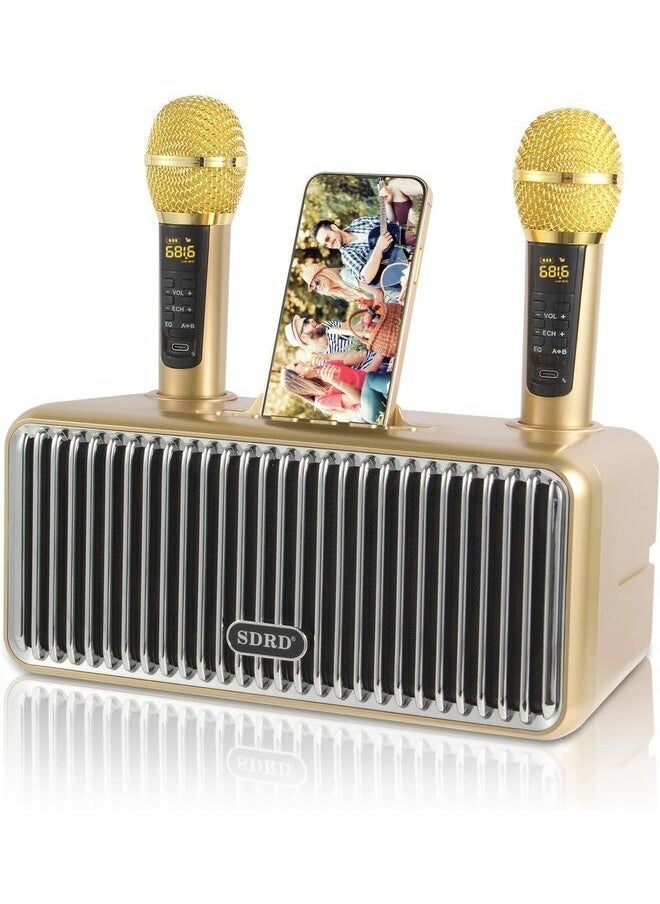 SDRD SDRD Karaoke Machine with 2 Microphones, 15W Speakers, Portable PA System, Clear Sound, Anti-Interference  - Image 1