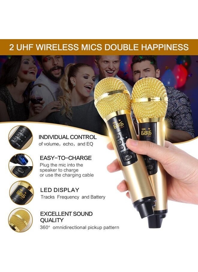 SDRD SDRD Karaoke Machine with 2 Microphones, 15W Speakers, Portable PA System, Clear Sound, Anti-Interference  - Image 2