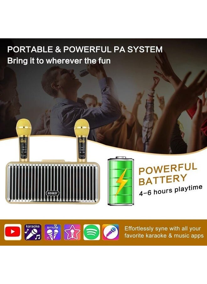 SDRD SDRD Karaoke Machine with 2 Microphones, 15W Speakers, Portable PA System, Clear Sound, Anti-Interference  - Image 4