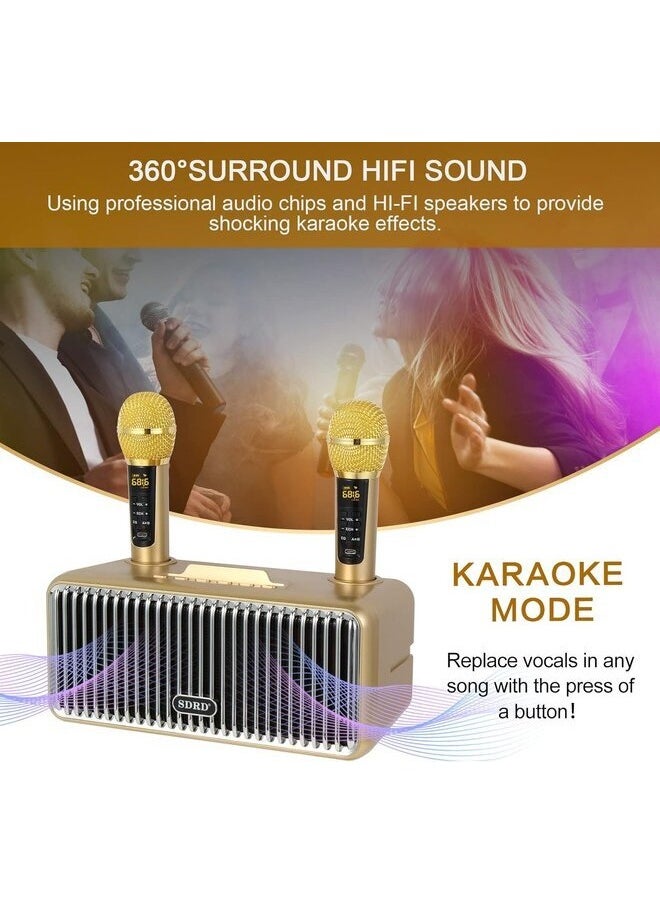 SDRD SDRD Karaoke Machine with 2 Microphones, 15W Speakers, Portable PA System, Clear Sound, Anti-Interference  - Image 5