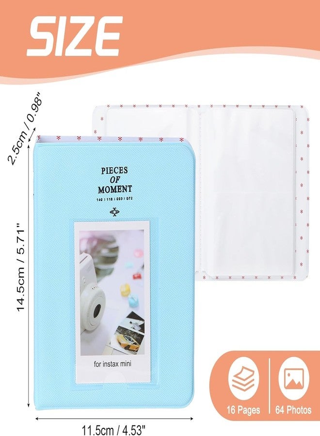 CALVILLE 64 Pocket Instax Mini Compatible Photo Album | Compatible with Fujifilm Instax Mini 12/11/9/8/99, Evo, LiPlay & Link Printer Print | Instax Mini Film Storage Book & Accessories- Leight Bluw - Image 2