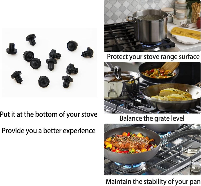atgestore 12Pcs 5304475129 Stove Grate Rubber Feet Replacement for Frigidaire Gas Range Cooktop Parts Rubber Grate Feet AP4499988 Stove Top Protector Range Grate Rubber Bumpers Burner Grate foot Grate Pad - Image 4