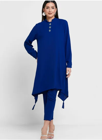 Khizana Asymmetrical Longline Tunic & Pant Set