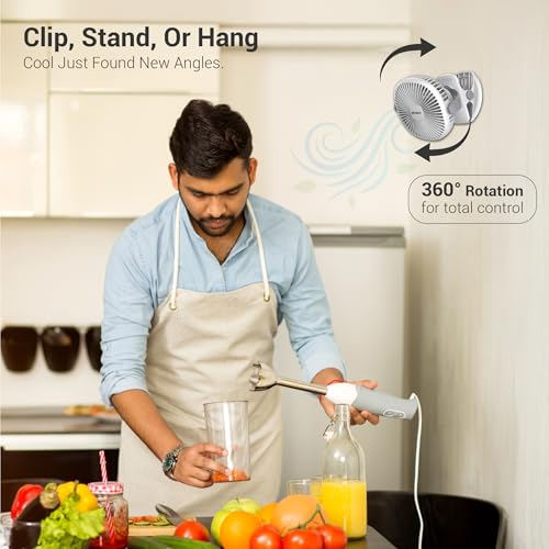 Dylect® Briza Clip Mate Rechargeable Fan | 2000mAh Battery | 8H Runtime | TruSilent BLDC Motor | 3-Speed | 360° Rotation | MICRO-B | Clip & Wall-Mount Fan | Home/Office/Home/Travel | White - Image 2