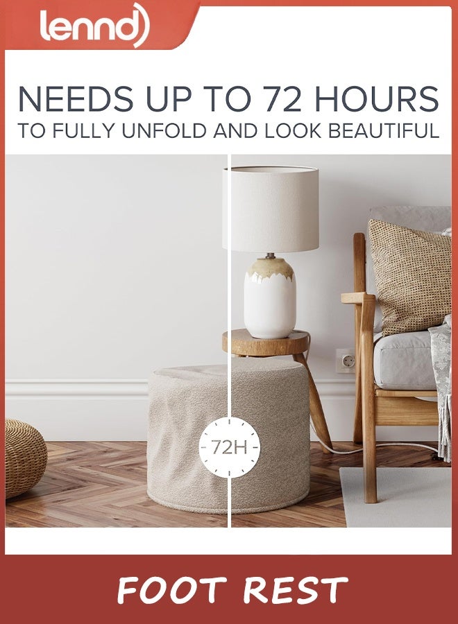 لينند مسند قدم عثماني جميل من LENND مع مسند للقدمين - ارتقِ بديكور غرفة المعيشة الخاصة بك مع راحة خفيفة الوزن وسحر - مسند قدم دائري حديث مملوء بالإسفنج مثالي لراحة قدميك - Image 5