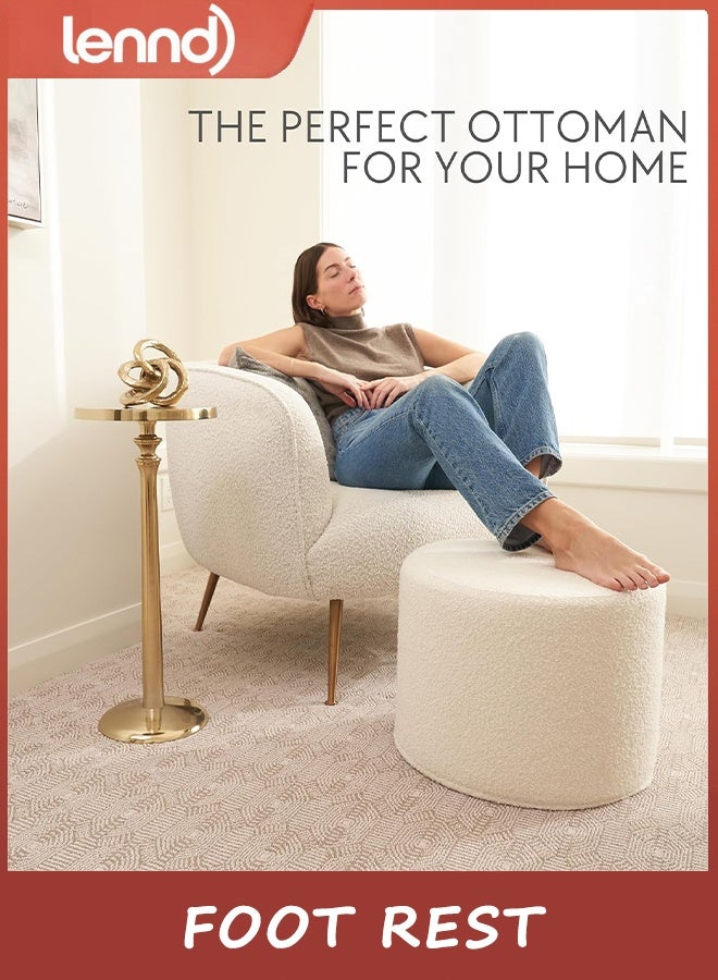 لينند مسند قدم عثماني جميل من LENND مع مسند للقدمين - ارتقِ بديكور غرفة المعيشة الخاصة بك مع راحة خفيفة الوزن وسحر - مسند قدم دائري حديث مملوء بالإسفنج مثالي لراحة قدميك - Image 2