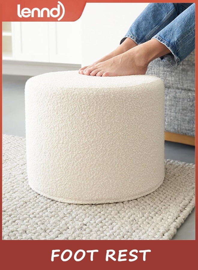 لينند مسند قدم عثماني جميل من LENND مع مسند للقدمين - ارتقِ بديكور غرفة المعيشة الخاصة بك مع راحة خفيفة الوزن وسحر - مسند قدم دائري حديث مملوء بالإسفنج مثالي لراحة قدميك - Image 1