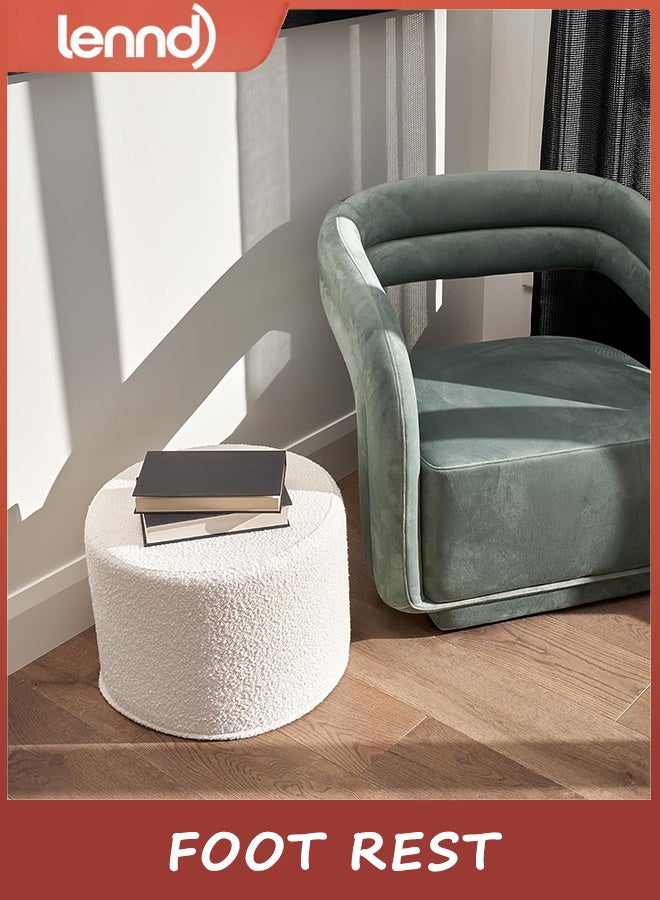 لينند مسند قدم عثماني جميل من LENND مع مسند للقدمين - ارتقِ بديكور غرفة المعيشة الخاصة بك مع راحة خفيفة الوزن وسحر - مسند قدم دائري حديث مملوء بالإسفنج مثالي لراحة قدميك - Image 4