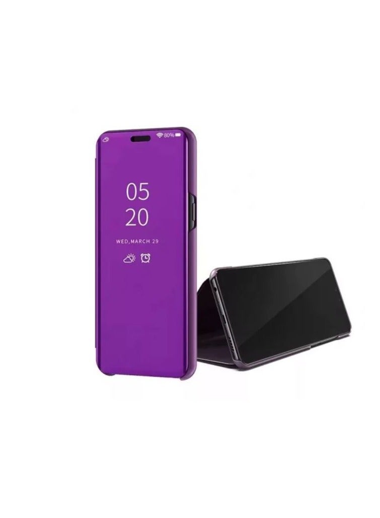 For Samsung Galaxy J7 Prime Clear View Flip Case , Without Sensor , Stand Watching Position , Mirror Full Protection Cover Compatible With Samsung Galaxy J7 Prime (5.5') (Purple) - Image 1