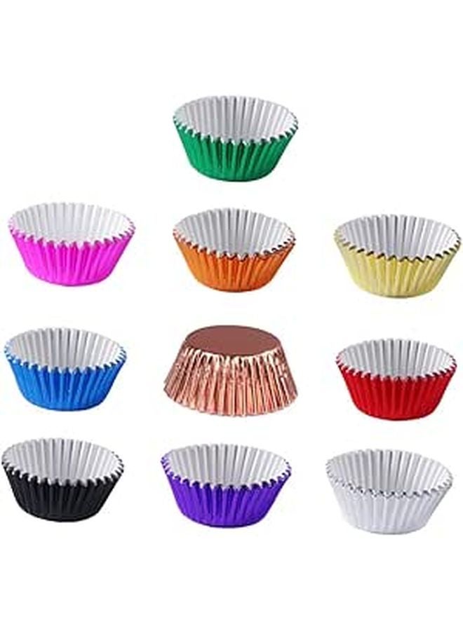 200 Piece Thick Aluminum Foil Cupcake Liners Muffin Baking Paper Wrappers Random Color - Image 1