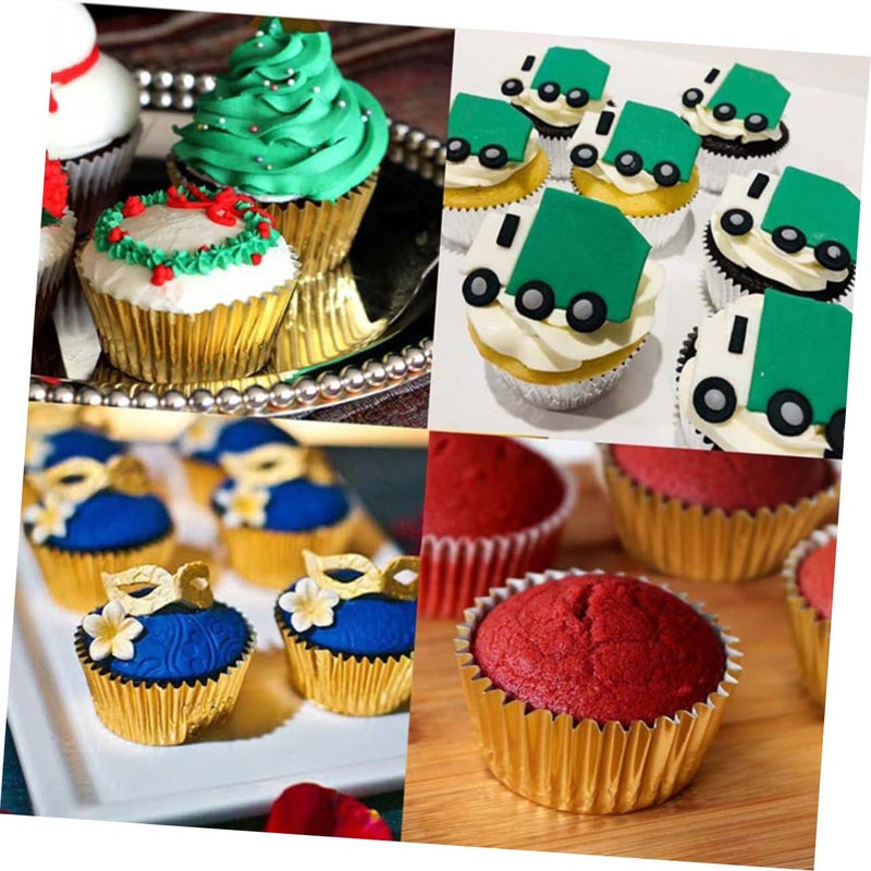 200 Piece Thick Aluminum Foil Cupcake Liners Muffin Baking Paper Wrappers Random Color - Image 4