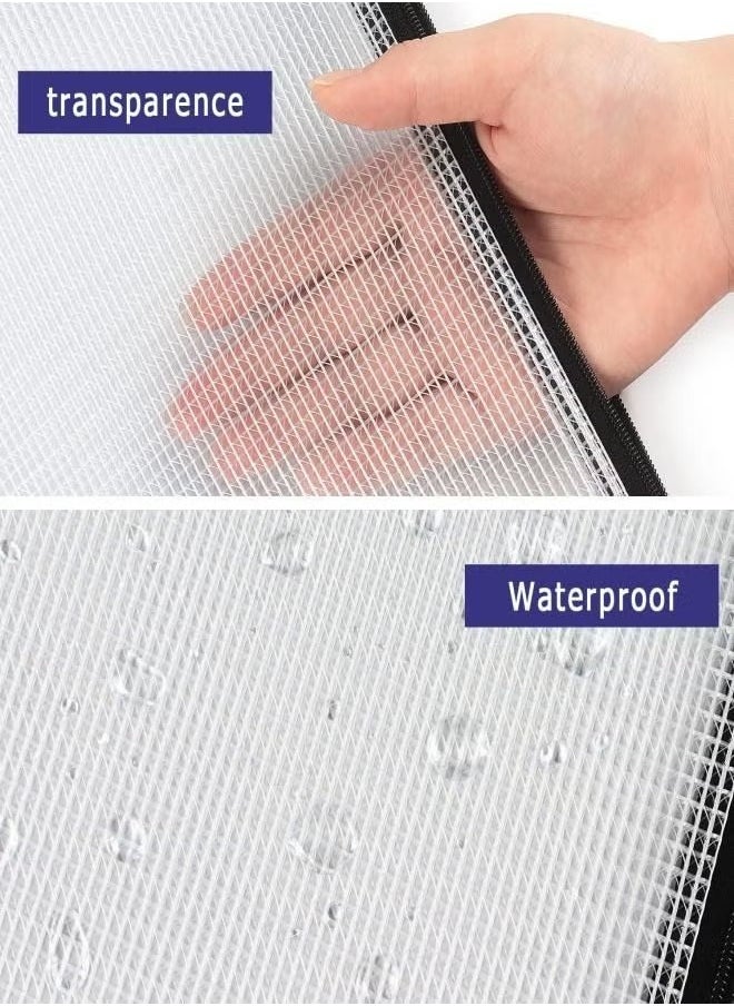 Generic 6 Pack Mesh Zipper Pouch Document Bag Waterproof Zip File Folders for School Office Supplies Travel Storage Bags (White)  - Image 4