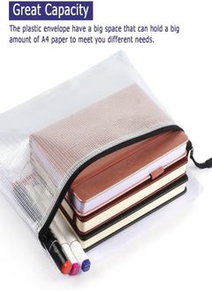 Generic 6 Pack Mesh Zipper Pouch Document Bag Waterproof Zip File Folders for School Office Supplies Travel Storage Bags (White)  - Image 3