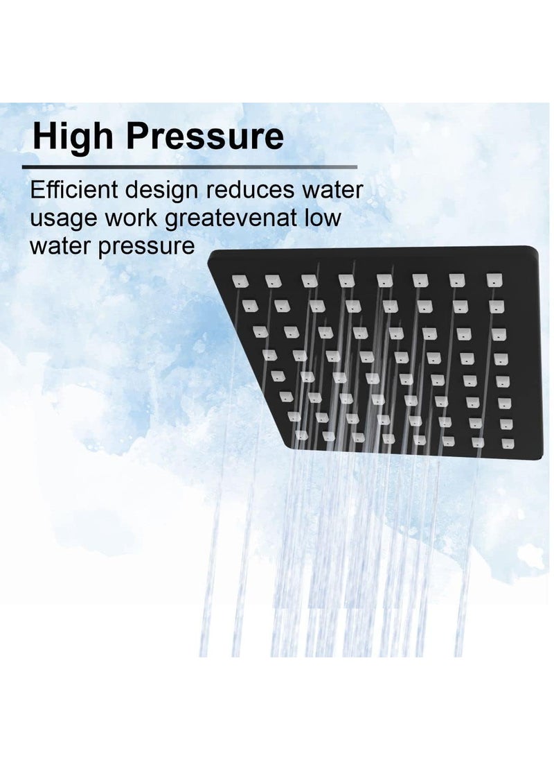 FOSSA Fossa 8 Inch Rainfall Shower Head Fixed Shower Head 304 Stainless Steel Rain Showers Overhead Wall Mounted (OHS-1201Black)  - Image 2