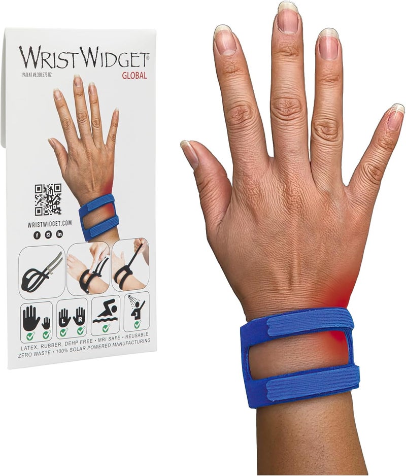WristWidget ® (Blue) Adjustable Wrist Brace for TFCC Tears, One Size fits most. For Left and Right Wrists, Support for Weight Bearing Strain, Exercise - Image 1