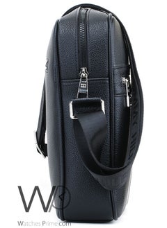 Tommy Hilfiger Plus Black Leather Tommy Hilfiger Flag Crossbody Messenger Mens Bag  - Image 5