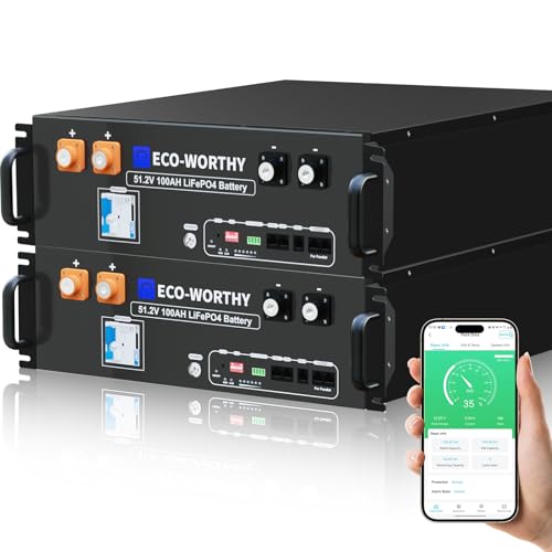 ECO-WORTHY 48V 200Ah LiFePO4 Lithium Battery (2 Pack 48V 100AH V3), 10.24kWh Capacity, Server Rack Battery with Bluetooth, 6000 Deep Cycles, 3U Chassis, Ideal for Off-Grid, Solar, Energy Back-up - Image 1