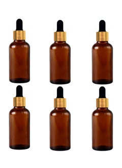 Devinez Amber Color Round Glass Bottle 50 ml Set of 6 with Dropper and Cap for Essential Oils Blends DIY skin care Cosmetics Multipurpose Bottle  - Image 1