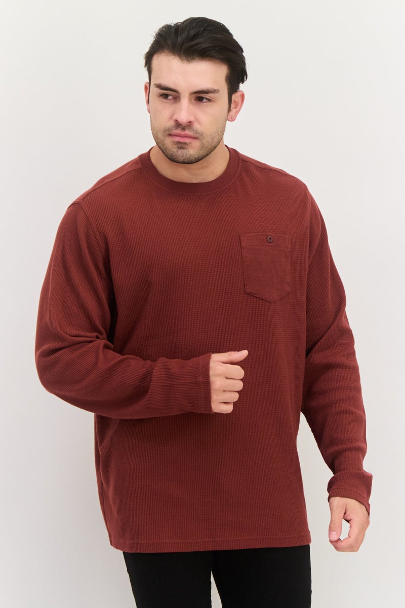 Hurley Men Sportswear Fit Long Sleeve Outdoor Sweatshirts, Rusty Brown - Image 1