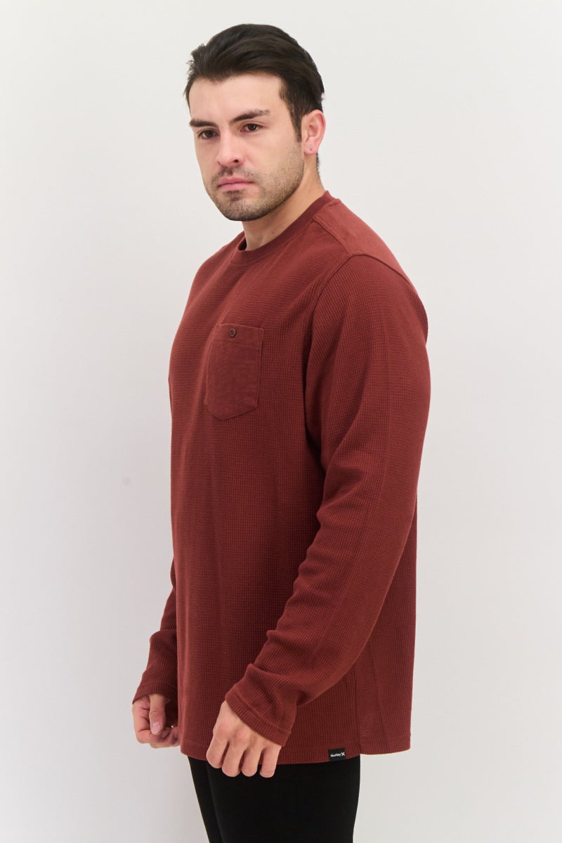Hurley Men Sportswear Fit Long Sleeve Outdoor Sweatshirts, Rusty Brown - Image 2