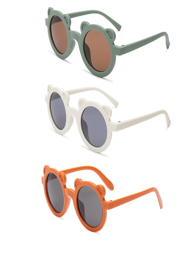 SYOSI Kids Sunglasses, Retro  Round Bear  Sunglasses for Kids Girls Boys UV400 Protection Sun Glasses, Flexible Frame for Girls Boys Age 2-10 Morandi Sunglasses Fashion Beach Holiday - Image 1