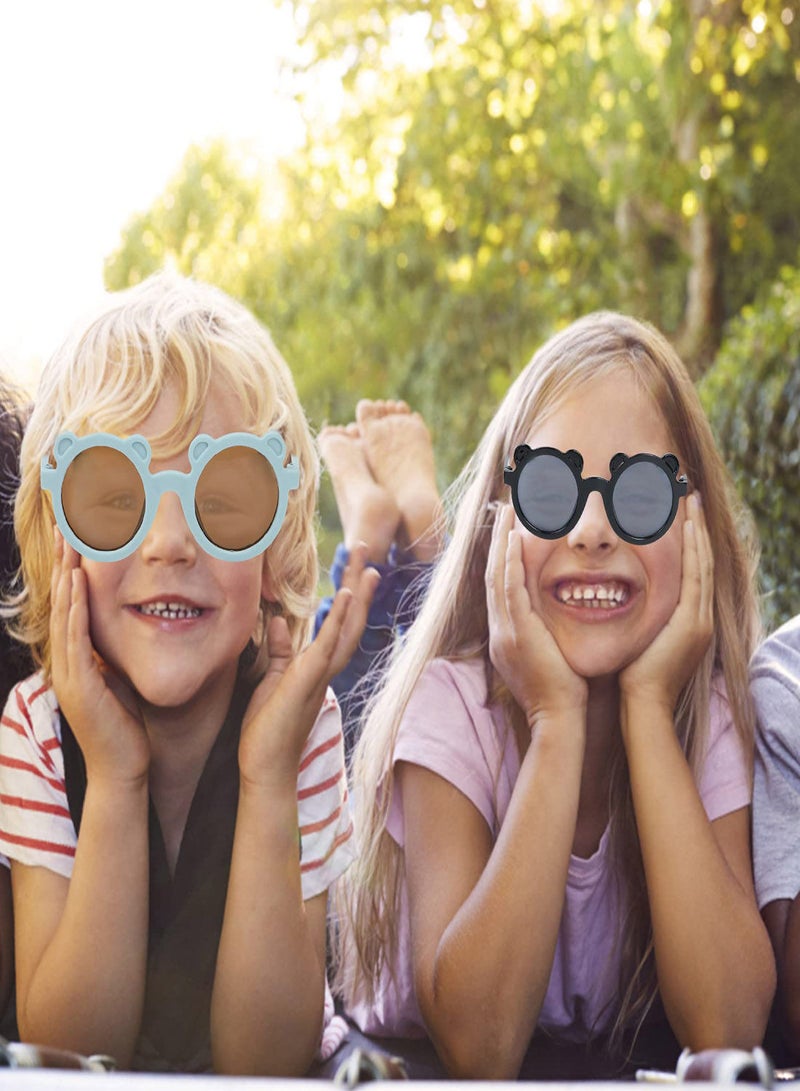 SYOSI Kids Sunglasses, Retro  Round Bear  Sunglasses for Kids Girls Boys UV400 Protection Sun Glasses, Flexible Frame for Girls Boys Age 2-10 Morandi Sunglasses Fashion Beach Holiday - Image 4