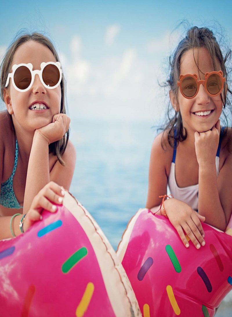 SYOSI Kids Sunglasses, Retro  Round Bear  Sunglasses for Kids Girls Boys UV400 Protection Sun Glasses, Flexible Frame for Girls Boys Age 2-10 Morandi Sunglasses Fashion Beach Holiday - Image 3