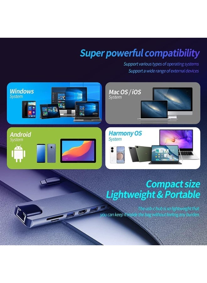 ELTRAZONE 8-in-1 USB-C Hub Multiport Adapter with USB 3.0 & USB 2.0 Ports, High-Speed Data Transfer, HDMI Compatibility, SD/TF Slots & Fast Connectivity for Laptops, Tablets and Type-C Devices - Image 3