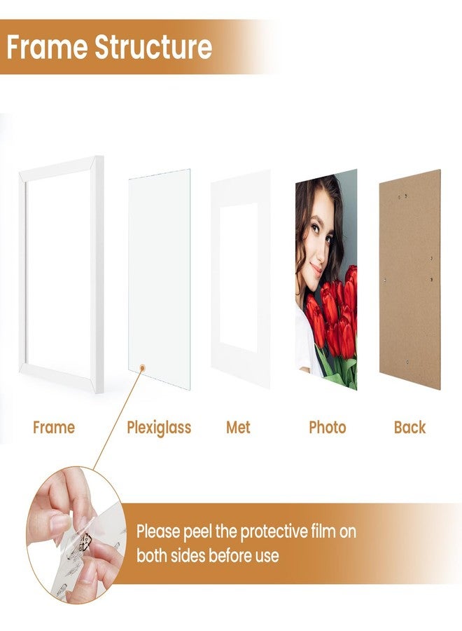 LBECUA 8x10 Picture Frame Set of 6, Wooden Frame with HD plexiglass, Horizontal and Vertical for Wall and Tabletop, White Picture Frame - Image 3