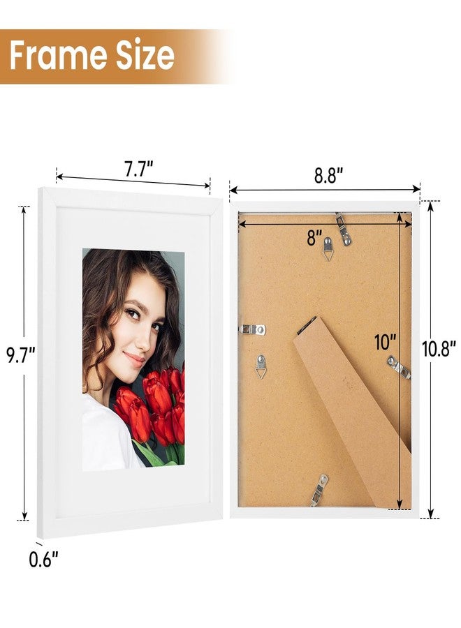 LBECUA 8x10 Picture Frame Set of 6, Wooden Frame with HD plexiglass, Horizontal and Vertical for Wall and Tabletop, White Picture Frame - Image 2