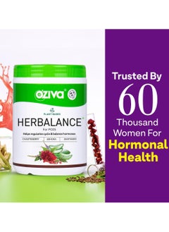 OZiva Plant Based HerBalance PCOS Supplements Women 200g Myo Inositol ChasteBerry Shatavari Better Cycle Hormonal Balance  - Image 3