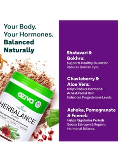 OZiva Plant Based HerBalance PCOS Supplements Women 200g Myo Inositol ChasteBerry Shatavari Better Cycle Hormonal Balance  - Image 4