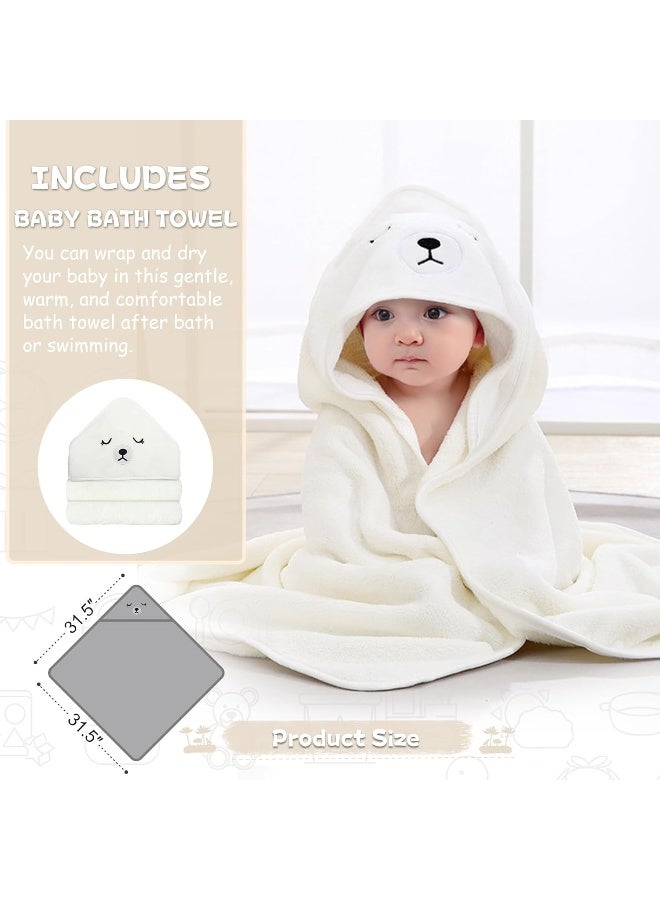 MoreFeel Collapsible Baby Bathtub for Newborn with Thermometer & 1 Hooded Towel & 1 Soft Floating Cushion - Image 3