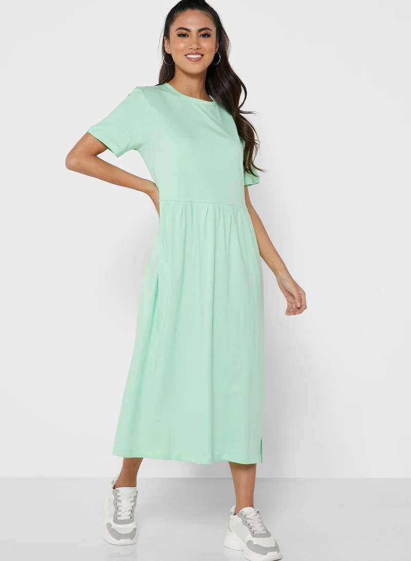Ginger Basics Pleated T-Shirt Midi Dress