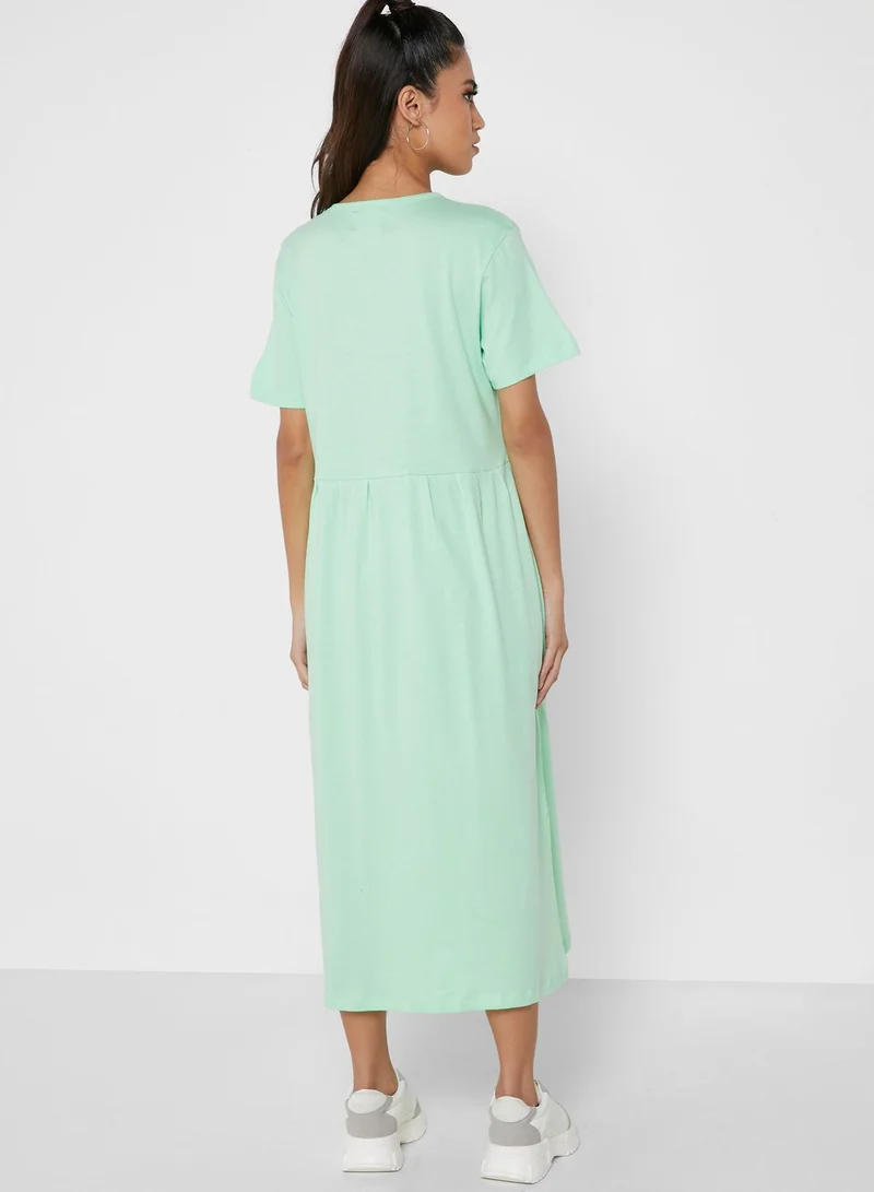 Ginger Basics Pleated T-Shirt Midi Dress