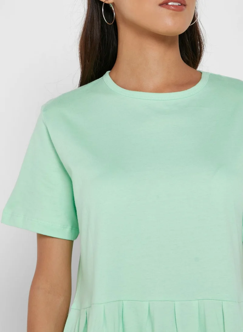 Ginger Basics Pleated T-Shirt Midi Dress