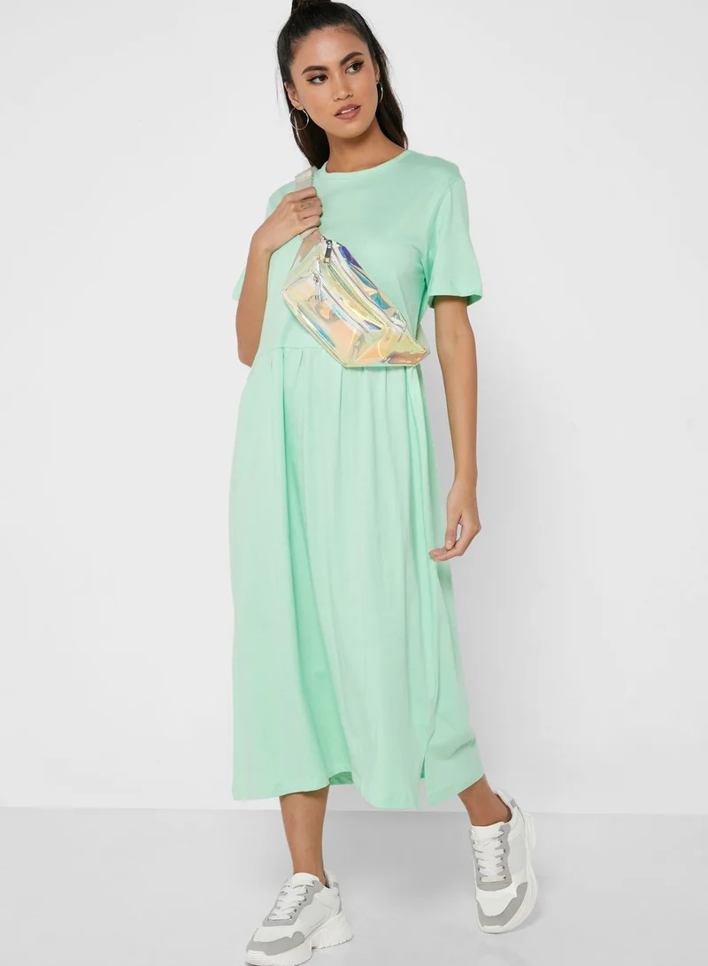 Ginger Basics Pleated T-Shirt Midi Dress
