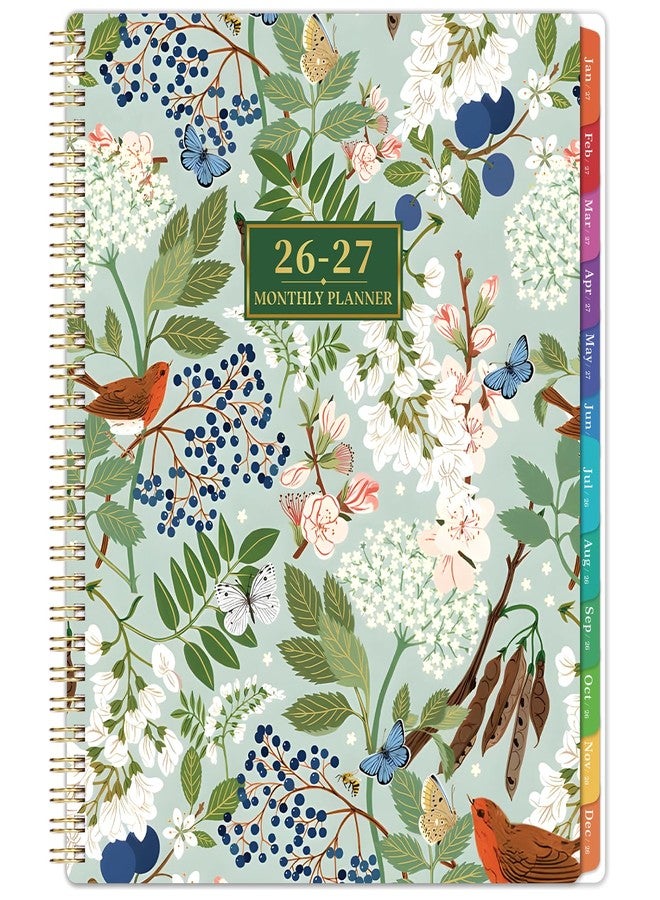 Vondafe 2026-2027 Monthly Planner - Academic Planner 2026-2027, JUL. 2026 - DEC. 2027, 9" x 11", 18 Monthly Calendar Planner with Colorful Tabs + Back Pocket + Twin-Wire Binding - Floral - Image 1