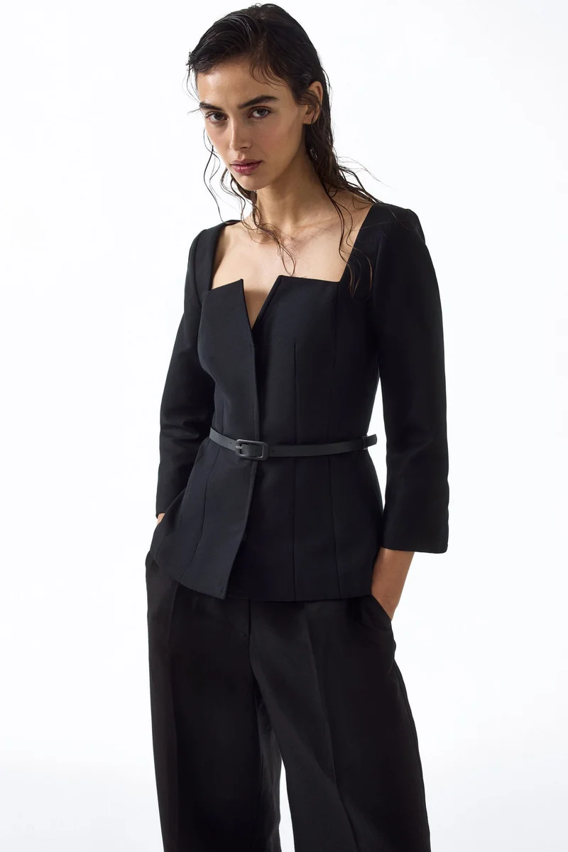 اتش اند ام بليزر من القطن بقبة مربعة