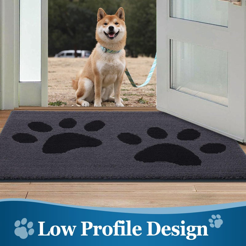 Buganda Dog Door Mat for Muddy Paws, Absorbent Dirt Trapper Washable Indoor Doormats, Non Slip Low-Profile Mud Mat for Dogs, Front Entrance Doormat for Inside Floor (30x20 Inches, Black) - Image 5