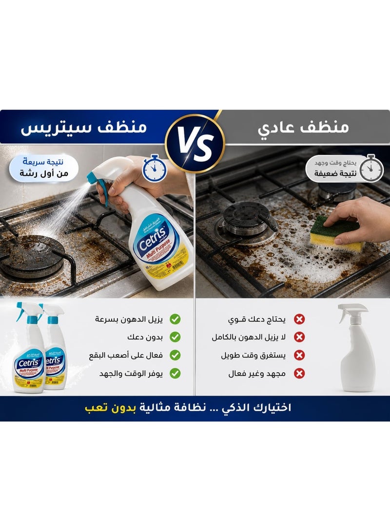 سيترس بخاخ تنظيف متعدد الاستخدامات قطعتين منظف قوي لإزالة الدهون والبقع الصعبة منظف مطبخ وحمام وأسطح للفرن والبوتاجاز والشفاط والسيراميك والزجاج والرخام لمعان وتنظيف سريع وسهل الاستخدام - Image 4
