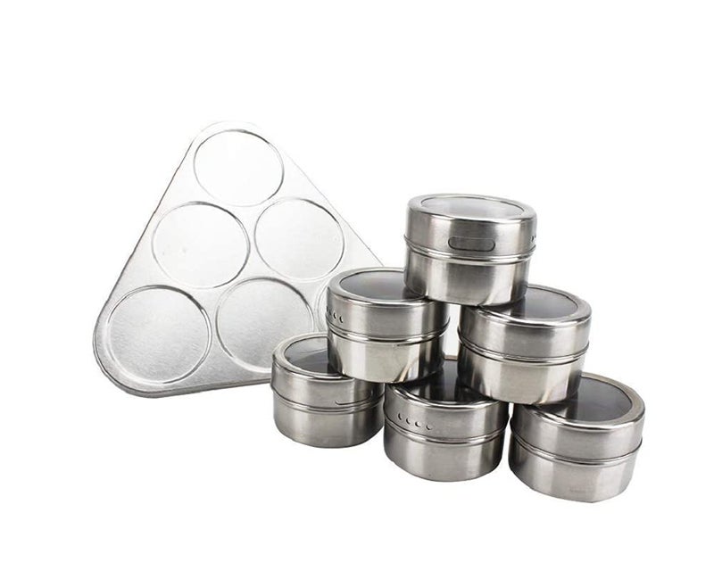 Swami Enterprise Stainless Steel Magnetic Spice JarTriangle Spice RackContainers for Kitchen Storage Seasoning Masala Container fro Kitchen or Restaurants Set of 6 - Image 2