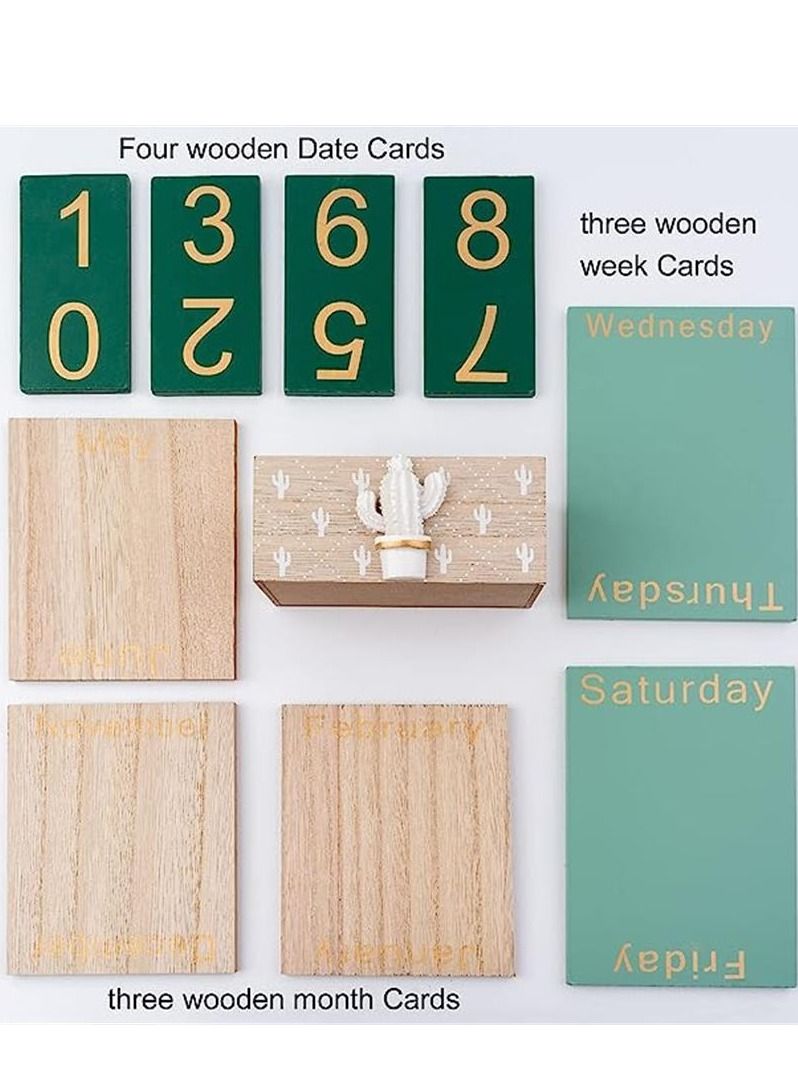 general Perpetual Calendar, Wooden Calendar for Home Office Desk Accessories Vintage Wood Block Calendar - Image 4