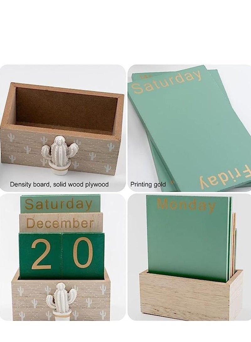 general Perpetual Calendar, Wooden Calendar for Home Office Desk Accessories Vintage Wood Block Calendar - Image 5